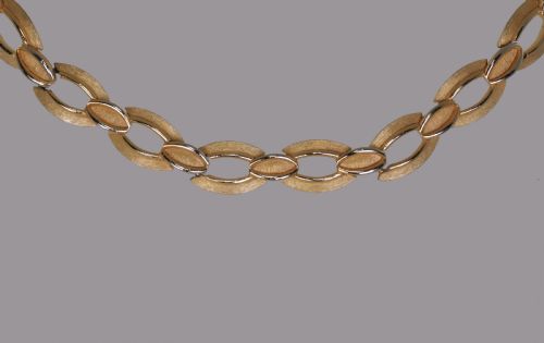 VINTAGE TRIFARI LINK CHAIN NECKLACE BRACELET SET 1960'S SIGNED CROWN T CHARM - ADDITIONAL PHOTO 6