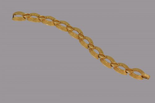 VINTAGE TRIFARI LINK CHAIN NECKLACE BRACELET SET 1960'S SIGNED CROWN T CHARM - ADDITIONAL PHOTO 7