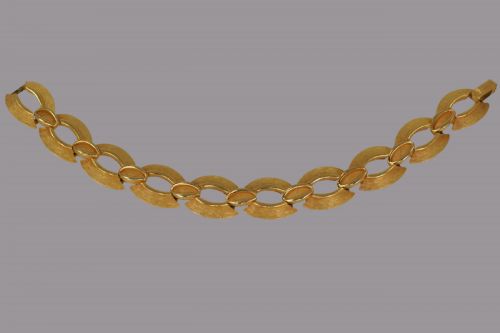 VINTAGE TRIFARI LINK CHAIN NECKLACE BRACELET SET 1960'S SIGNED CROWN T CHARM - ADDITIONAL PHOTO 10