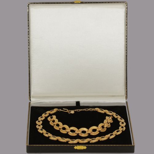 VINTAGE TRIFARI LINK CHAIN NECKLACE BRACELET SET 1960'S SIGNED CROWN T CHARM - ADDITIONAL PHOTO 16