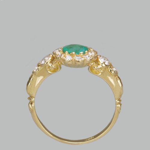 VICTORIAN EMERALD OLD CUT DIAMOND 18CT GOLD ANTIQUE CLUSTER RING CIRCA 1890 - ADDITIONAL PHOTO 5