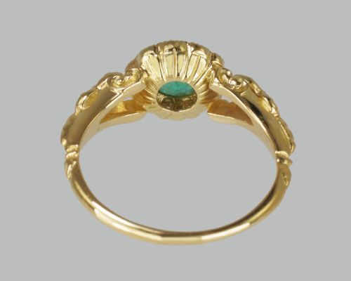 VICTORIAN EMERALD OLD CUT DIAMOND 18CT GOLD ANTIQUE CLUSTER RING CIRCA 1890 - ADDITIONAL PHOTO 10