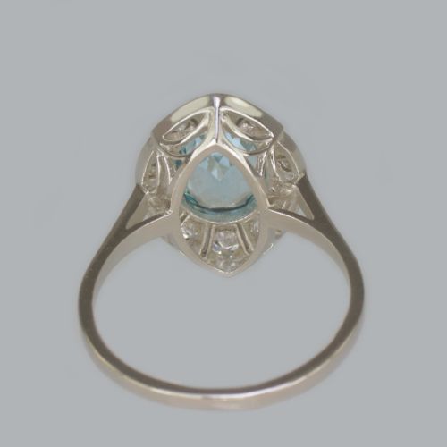 ART DECO AQUAMARINE DIAMOND PLATINUM RING AUTHENTIC 1920'S ANTIQUE DRESS RING - ADDITIONAL PHOTO 8