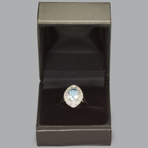ART DECO AQUAMARINE DIAMOND PLATINUM RING AUTHENTIC 1920'S ANTIQUE DRESS RING - ADDITIONAL PHOTO 14