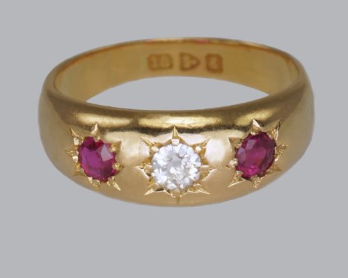 EDWARDIAN RUBY OLD CUT DIAMOND 18CT GOLD ANTIQUE RING HALLMARKED CHESTER 1905 - ADDITIONAL PHOTO 3