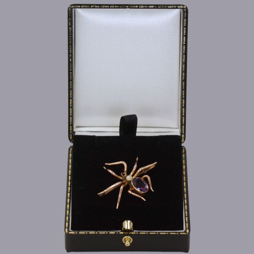 ANTIQUE 15 SPIDER BROOCH PENDANT 15CT GOLD VICTORIAN AMETHYST PEARL INSECT - ADDITIONAL PHOTO 4
