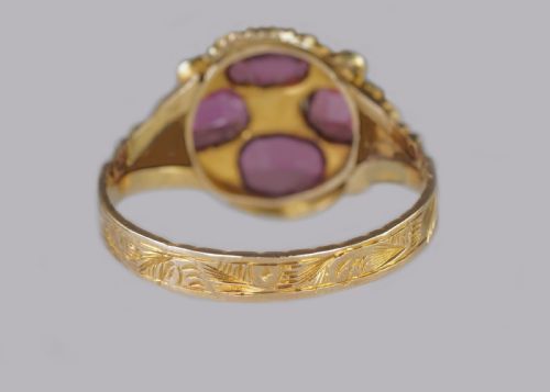 VICTORIAN GARNET EMERALD ANTIQUE RING HALLMARKED 12CT GOLD BIRMINGHAM 1869 - ADDITIONAL PHOTO 11