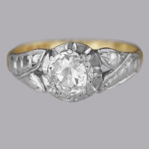 solitaire old cut diamond ring antique 18ct gold plat 1920's engagement ring - CATEGORY: ANTIQUE JEWELLERY - DATED 1920