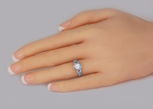 SOLITAIRE OLD CUT DIAMOND RING ANTIQUE 18CT GOLD PLAT 1920'S ENGAGEMENT RING - ADDITIONAL PHOTO 1