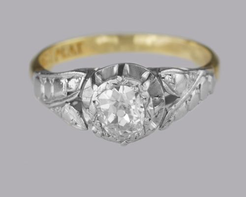 SOLITAIRE OLD CUT DIAMOND RING ANTIQUE 18CT GOLD PLAT 1920'S ENGAGEMENT RING - ADDITIONAL PHOTO 6
