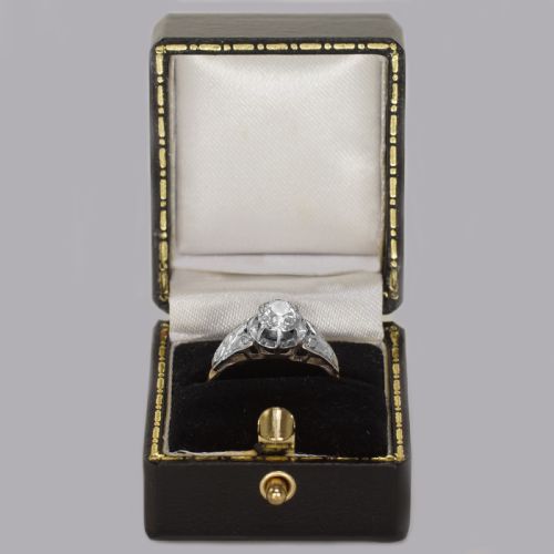 SOLITAIRE OLD CUT DIAMOND RING ANTIQUE 18CT GOLD PLAT 1920'S ENGAGEMENT RING - ADDITIONAL PHOTO 7