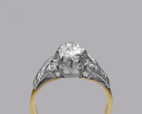 SOLITAIRE OLD CUT DIAMOND RING ANTIQUE 18CT GOLD PLAT 1920'S ENGAGEMENT RING - ADDITIONAL PHOTO 10
