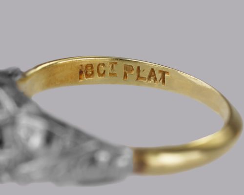 SOLITAIRE OLD CUT DIAMOND RING ANTIQUE 18CT GOLD PLAT 1920'S ENGAGEMENT RING - ADDITIONAL PHOTO 11