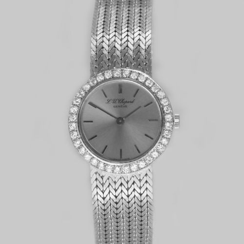 CHOPARD DIAMOND WATCH 18CT WHITE GOLD LADIES VINTAGE MANUAL WIND BRACELET WATCH - ADDITIONAL PHOTO 6