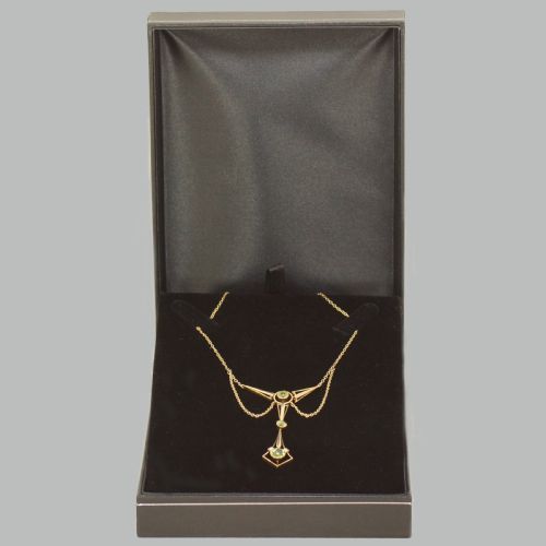 ART DECO PERIDOT PEARL NECKLACE 15CT GOLD ANTIQUE EDWARDIAN NECKLACE CIRCA 1915 - ADDITIONAL PHOTO 2