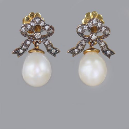 victorian pearl diamond drop earrings 18ct gold silver antique dangle earrings - CATEGORY: ANTIQUE JEWELLERY - DATED VICTORIAN