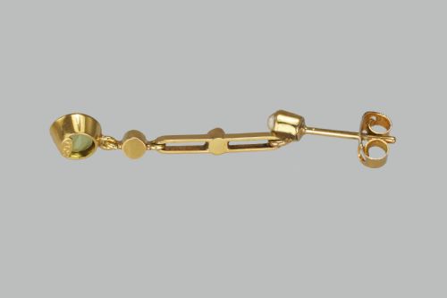 ART DECO PERIDOT SEED PEARL DANGLE EARRINGS 15CT GOLD ANTIQUE EARRINGS CIRCA1915 - ADDITIONAL PHOTO 7