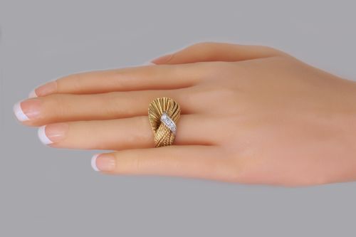 VINTAGE KUTCHINSKY DIAMOND RING 18CT GOLD DRESS RING LONDON 1960'S COCKTAIL RING - ADDITIONAL PHOTO 1