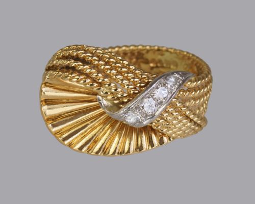 VINTAGE KUTCHINSKY DIAMOND RING 18CT GOLD DRESS RING LONDON 1960'S COCKTAIL RING - ADDITIONAL PHOTO 3