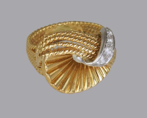 VINTAGE KUTCHINSKY DIAMOND RING 18CT GOLD DRESS RING LONDON 1960'S COCKTAIL RING - ADDITIONAL PHOTO 7