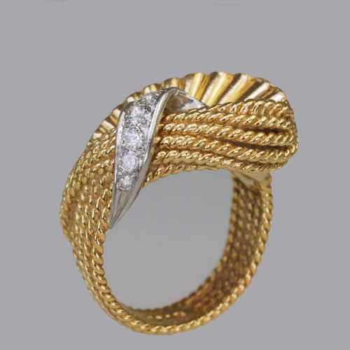 VINTAGE KUTCHINSKY DIAMOND RING 18CT GOLD DRESS RING LONDON 1960'S COCKTAIL RING - ADDITIONAL PHOTO 9