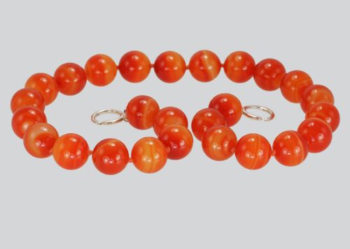 fig 1. Vintage Tiffany & Co. Paloma Picasso Orange Banded Agate Bead Necklace Silver C C Clasp