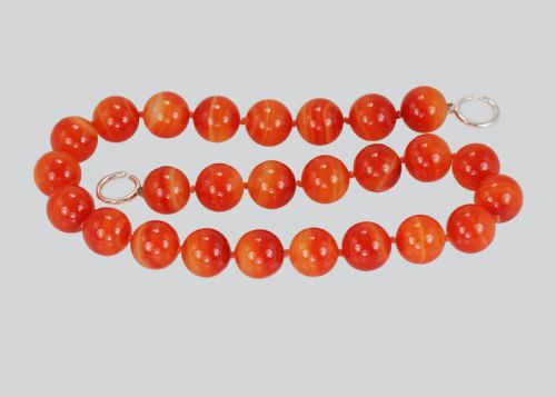 fig 2. Vintage Tiffany & Co. Paloma Picasso Orange Banded Agate Bead Necklace Silver C C Clasp