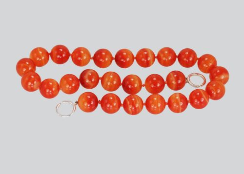 fig 4. Vintage Tiffany & Co. Paloma Picasso Orange Banded Agate Bead Necklace Silver C C Clasp