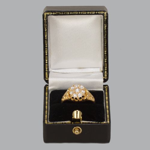 ANTIQUE OLD MINE CUT DIAMOND CLUSTER RING 18CT GOLD EDWARDIAN RING HALLMARKED BIRMINGHAM 1906 - ADDITIONAL PHOTO 11