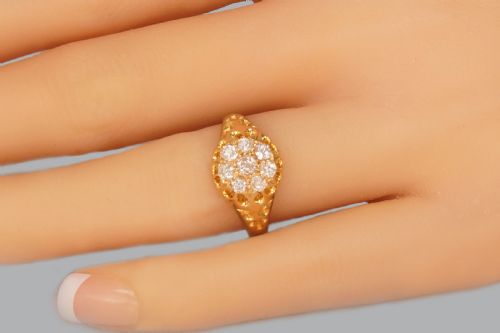 ANTIQUE OLD MINE CUT DIAMOND CLUSTER RING 18CT GOLD EDWARDIAN RING HALLMARKED BIRMINGHAM 1906 - ADDITIONAL PHOTO 12