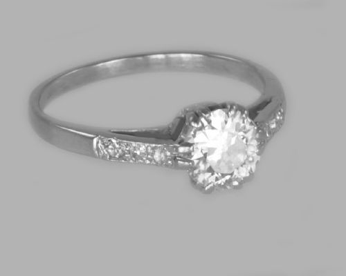 ANTIQUE 18CT GOLD SOLITAIRE 080CT OLD CUT DIAMOND VINTAGE ENGAGEMENT RING CIRCA 1910 - ADDITIONAL PHOTO 6