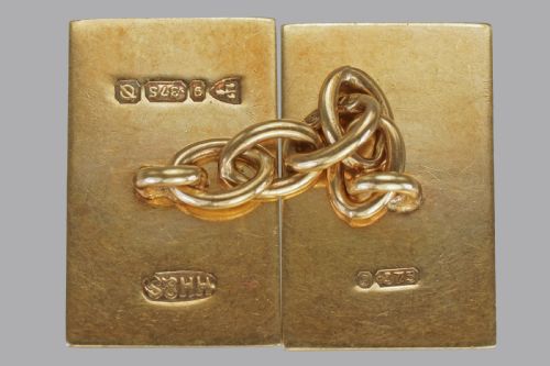 ART DECO CUFFLINKS 9CT GOLD HALLMARKED CHESTER 1939 ENGINE TURNED CUFF LINKS - ADDITIONAL PHOTO 4