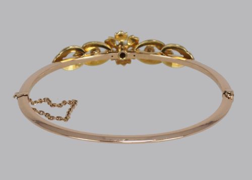 EDWARDIAN PEARL BANGLE BELLE EPOQUE 15CT GOLD ANTIQUE PEARL BRACELET CIRCA 1910 - ADDITIONAL PHOTO 6