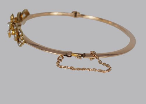 EDWARDIAN PEARL BANGLE BELLE EPOQUE 15CT GOLD ANTIQUE PEARL BRACELET CIRCA 1910 - ADDITIONAL PHOTO 8