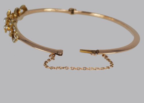 EDWARDIAN PEARL BANGLE BELLE EPOQUE 15CT GOLD ANTIQUE PEARL BRACELET CIRCA 1910 - ADDITIONAL PHOTO 11