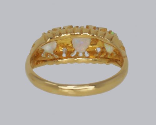 VICTORIAN 18CT GOLD OPAL DIAMOND RING HALLMARKED BIRMINGHAM 1870 - ADDITIONAL PHOTO 10