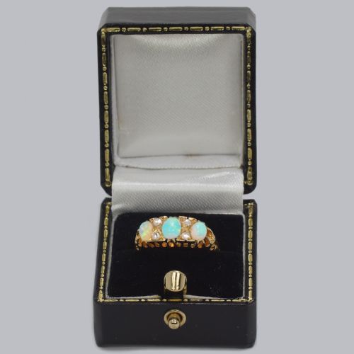 VICTORIAN 18CT GOLD OPAL DIAMOND RING HALLMARKED BIRMINGHAM 1870 - ADDITIONAL PHOTO 11