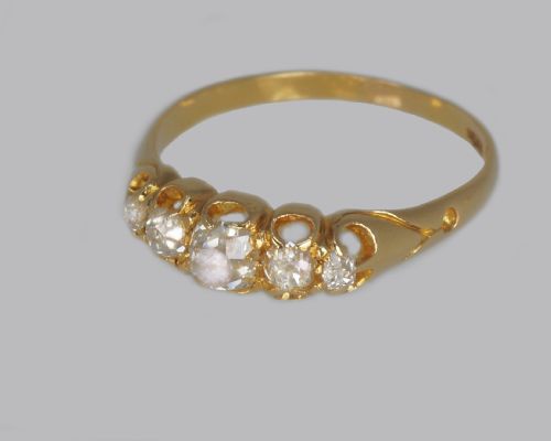 ANTIQUE OLD MINE CUT DIAMOND VICTORIAN 18CT GOLD FIVE STONE HALF HOOP RING CIRCA 1890 - ADDITIONAL PHOTO 1