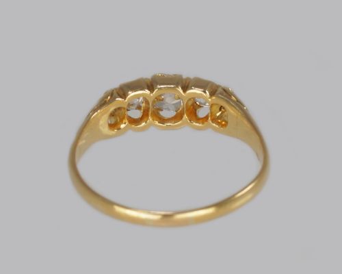 ANTIQUE OLD MINE CUT DIAMOND VICTORIAN 18CT GOLD FIVE STONE HALF HOOP RING CIRCA 1890 - ADDITIONAL PHOTO 6
