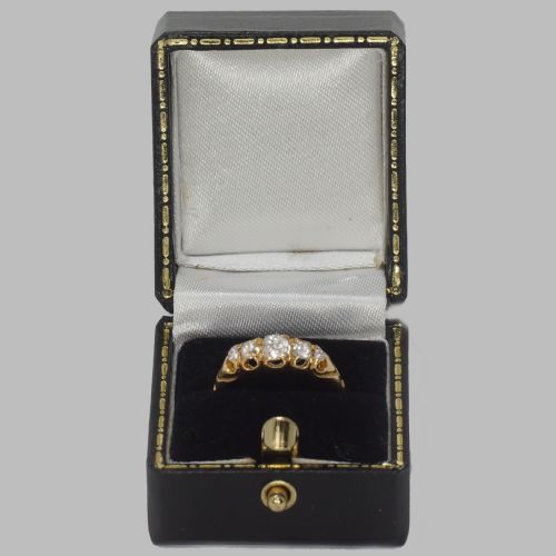 ANTIQUE OLD MINE CUT DIAMOND VICTORIAN 18CT GOLD FIVE STONE HALF HOOP RING CIRCA 1890 - ADDITIONAL PHOTO 8