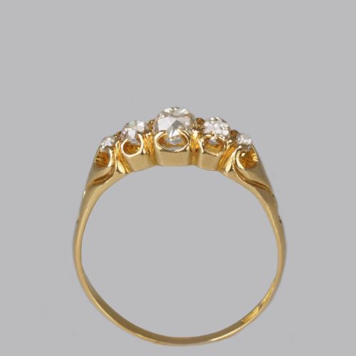 ANTIQUE OLD MINE CUT DIAMOND VICTORIAN 18CT GOLD FIVE STONE HALF HOOP RING CIRCA 1890 - ADDITIONAL PHOTO 9