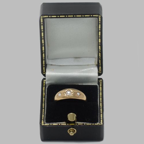 ANTIQUE 18CT GOLD OLD CUT DIAMOND GYPSY TRILOGY RING HALLMARKED CHESTER 1901 - ADDITIONAL PHOTO 6