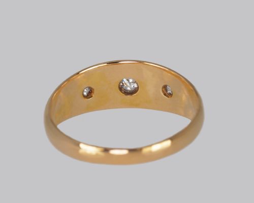 ANTIQUE 18CT GOLD OLD CUT DIAMOND GYPSY TRILOGY RING HALLMARKED CHESTER 1901 - ADDITIONAL PHOTO 7