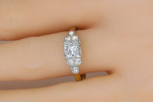 ANTIQUE OLD MINE CUT DIAMOND RING 18CT GOLD EDWARDIAN ENGAGEMENT RING - ADDITIONAL PHOTO 1