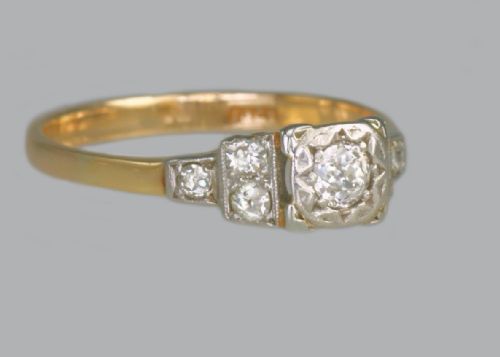 ANTIQUE OLD MINE CUT DIAMOND RING 18CT GOLD EDWARDIAN ENGAGEMENT RING - ADDITIONAL PHOTO 2