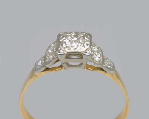 ANTIQUE OLD MINE CUT DIAMOND RING 18CT GOLD EDWARDIAN ENGAGEMENT RING - ADDITIONAL PHOTO 4