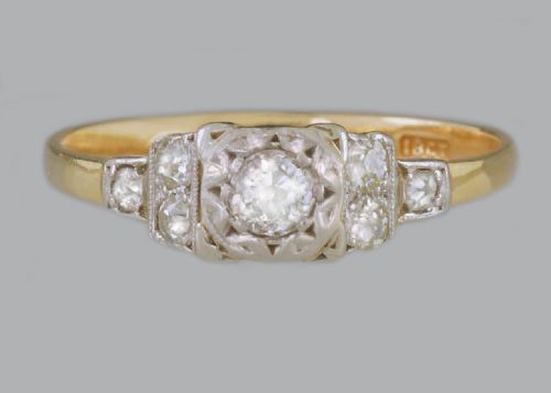 ANTIQUE OLD MINE CUT DIAMOND RING 18CT GOLD EDWARDIAN ENGAGEMENT RING - ADDITIONAL PHOTO 5