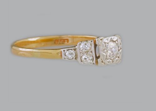 ANTIQUE OLD MINE CUT DIAMOND RING 18CT GOLD EDWARDIAN ENGAGEMENT RING - ADDITIONAL PHOTO 7