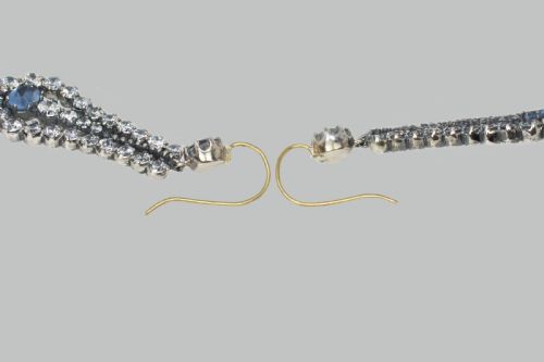 ANTIQUE PASTE TOPAZ CHANDELIER EARRINGS 225 LONG DANGLING ART DECO EARRINGS - ADDITIONAL PHOTO 4