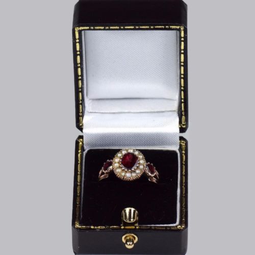GEORGIAN GARNET NATURAL PEARL RING 15CT ROSE GOLD ANTIQUE RING CIRCA 1820 - ADDITIONAL PHOTO 7
